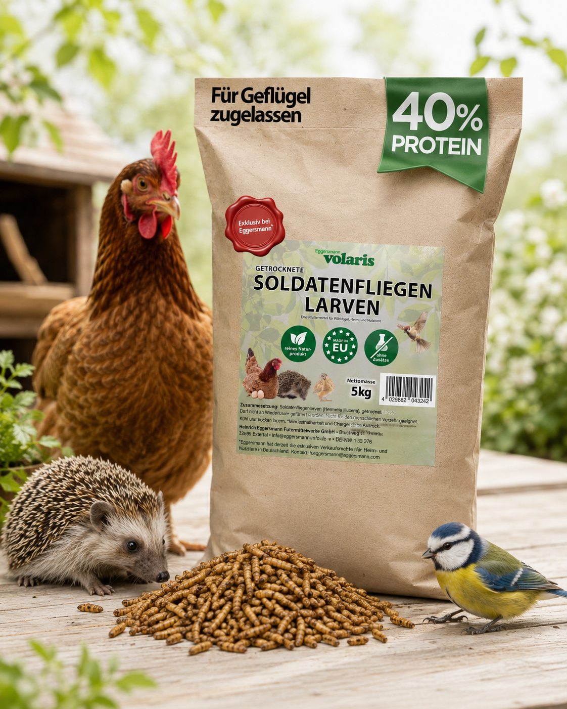 Soldatenfliegenlarven für Vögel und Kleintiere